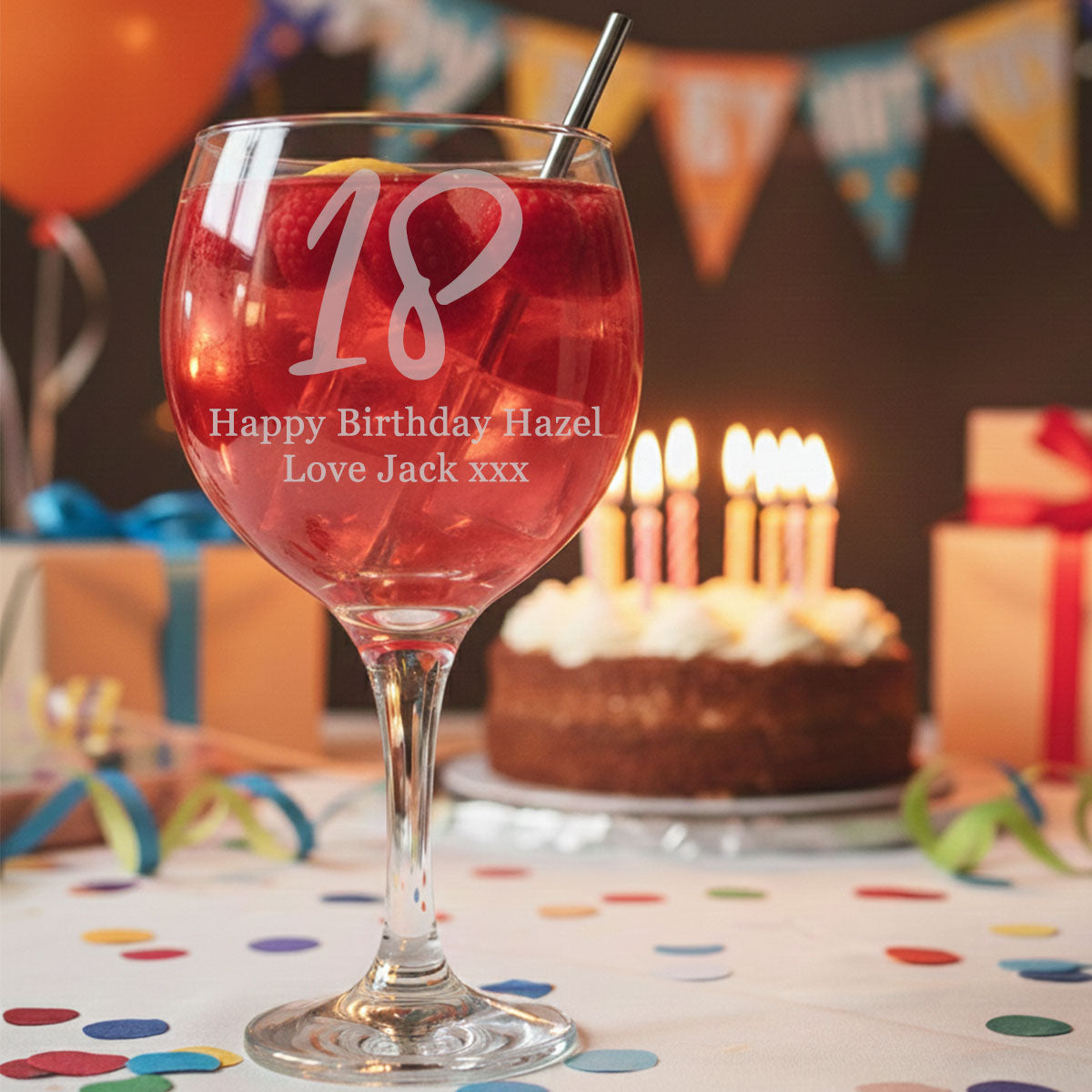 18th Birthday Balloon Gin Glass