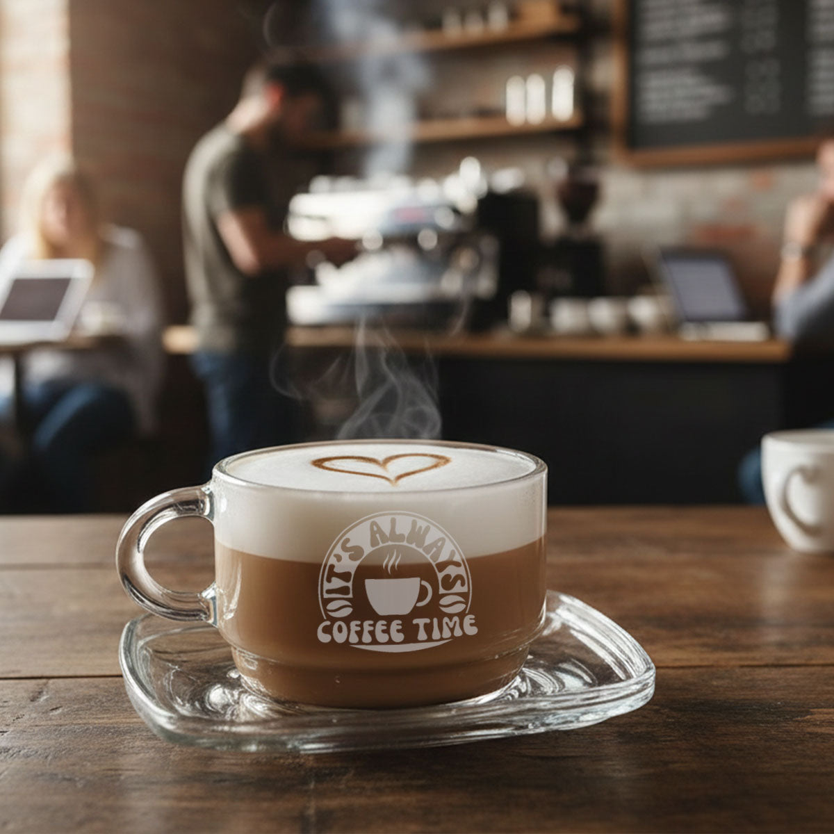 Contemporary Glass Coffee Cup and Saucer 270ml