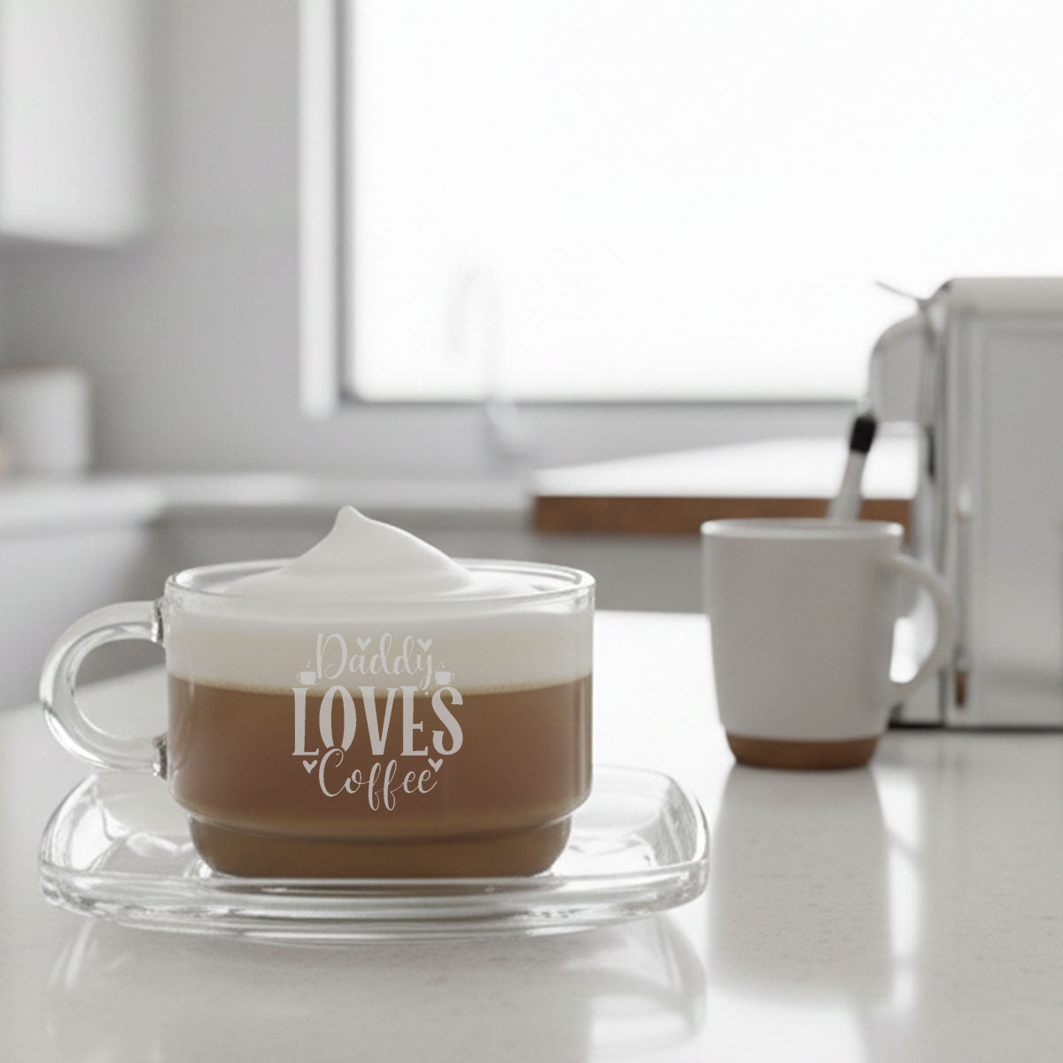 Contemporary Glass Coffee Cup and Saucer 270ml