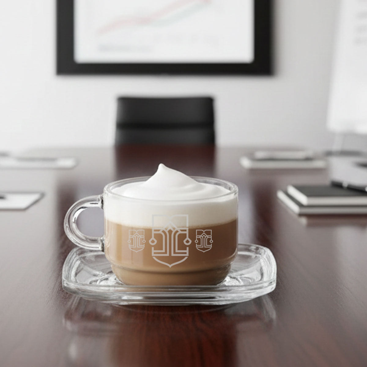 Contemporary Glass Coffee Cup and Saucer 270ml