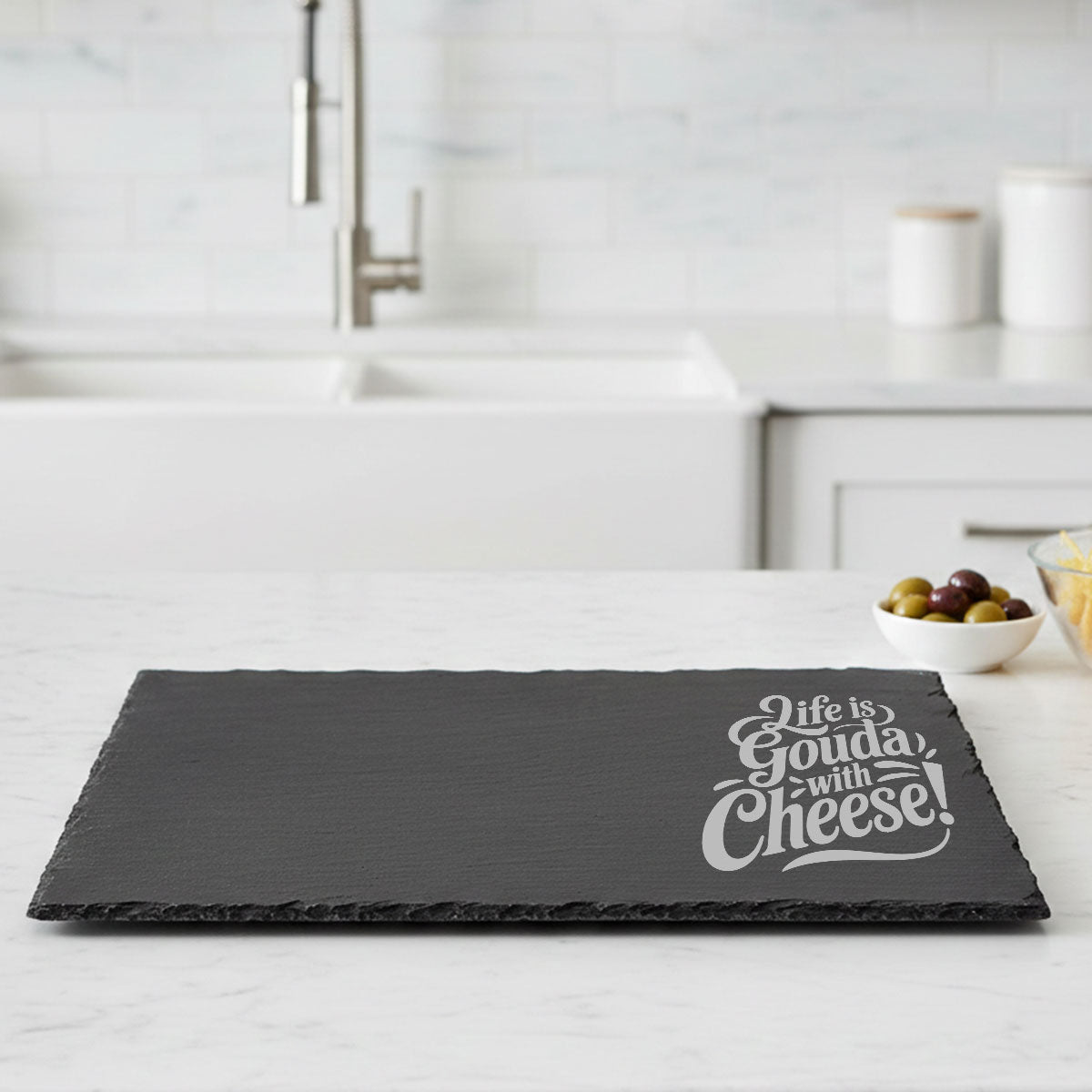 Personalised Natural Slate Board – Engraved Cheese &amp; Serving Board