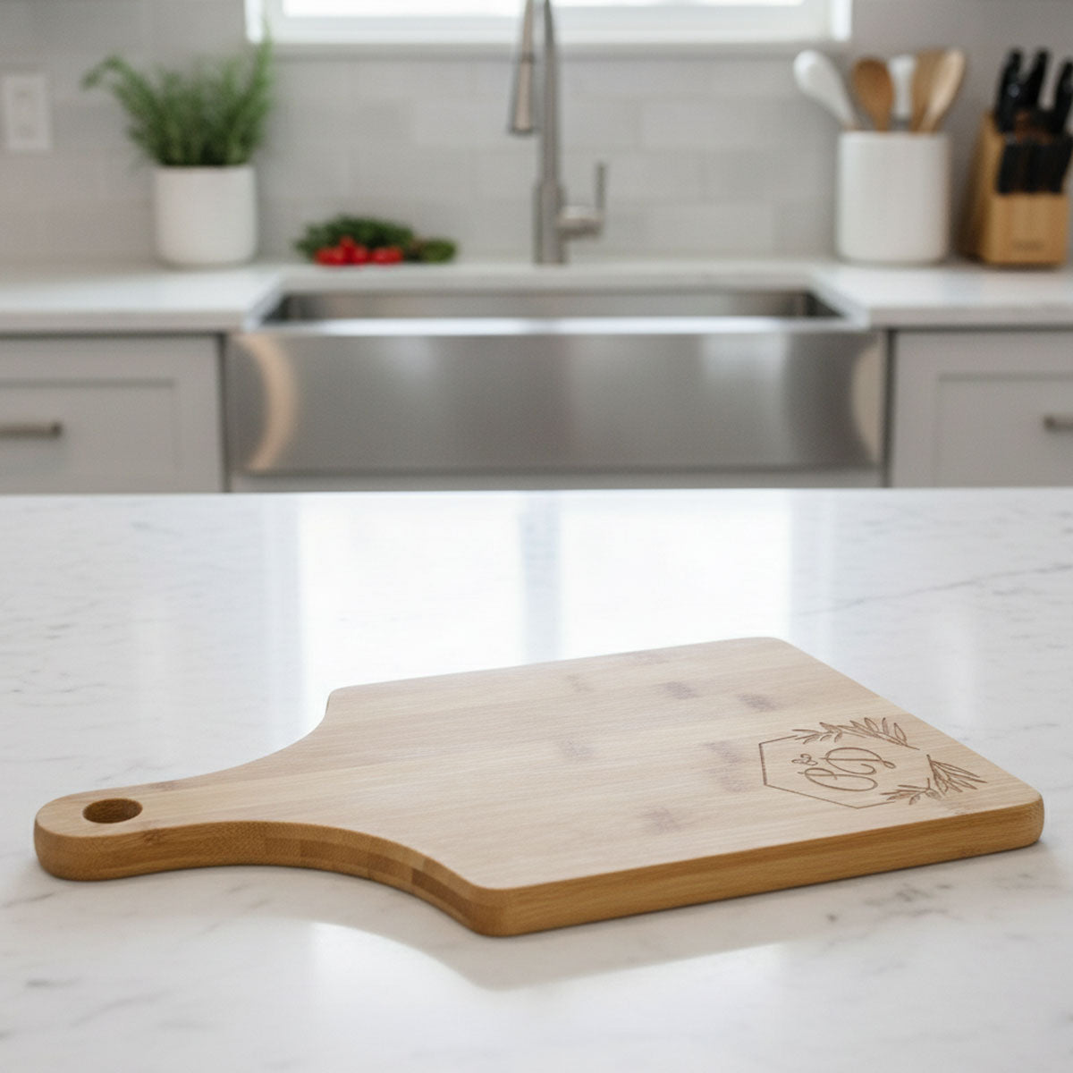 Bamboo Handled Platter Board 18cm x 28cm