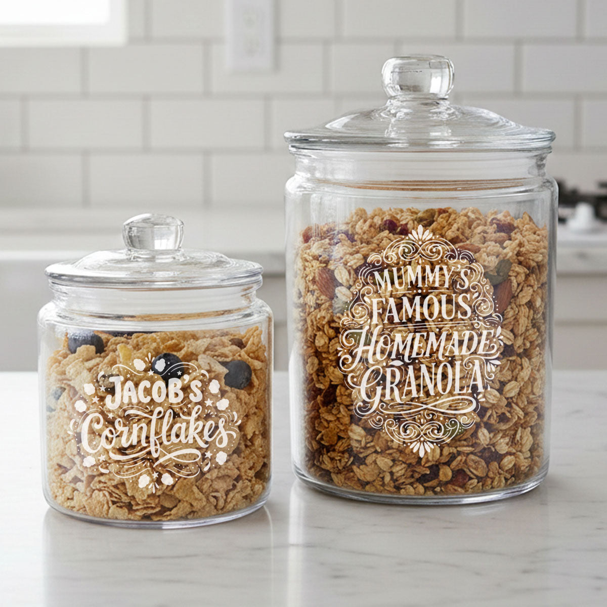 Engraved Personalised Lidded Glass Storage Jar | Storage Jar 