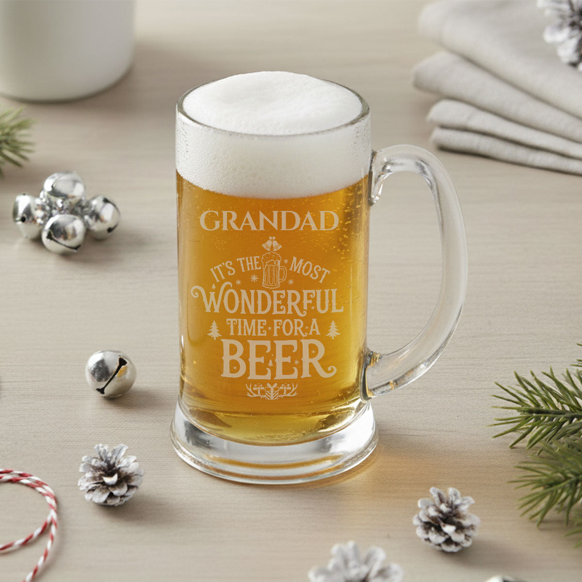 It&#39;s The Most Wonderful Time Of The Beer Christmas Stein Tankard Glass Mug