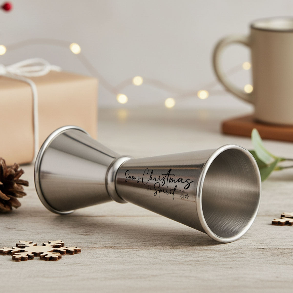 Christmas Spirit Stainless Steel Jigger Silver