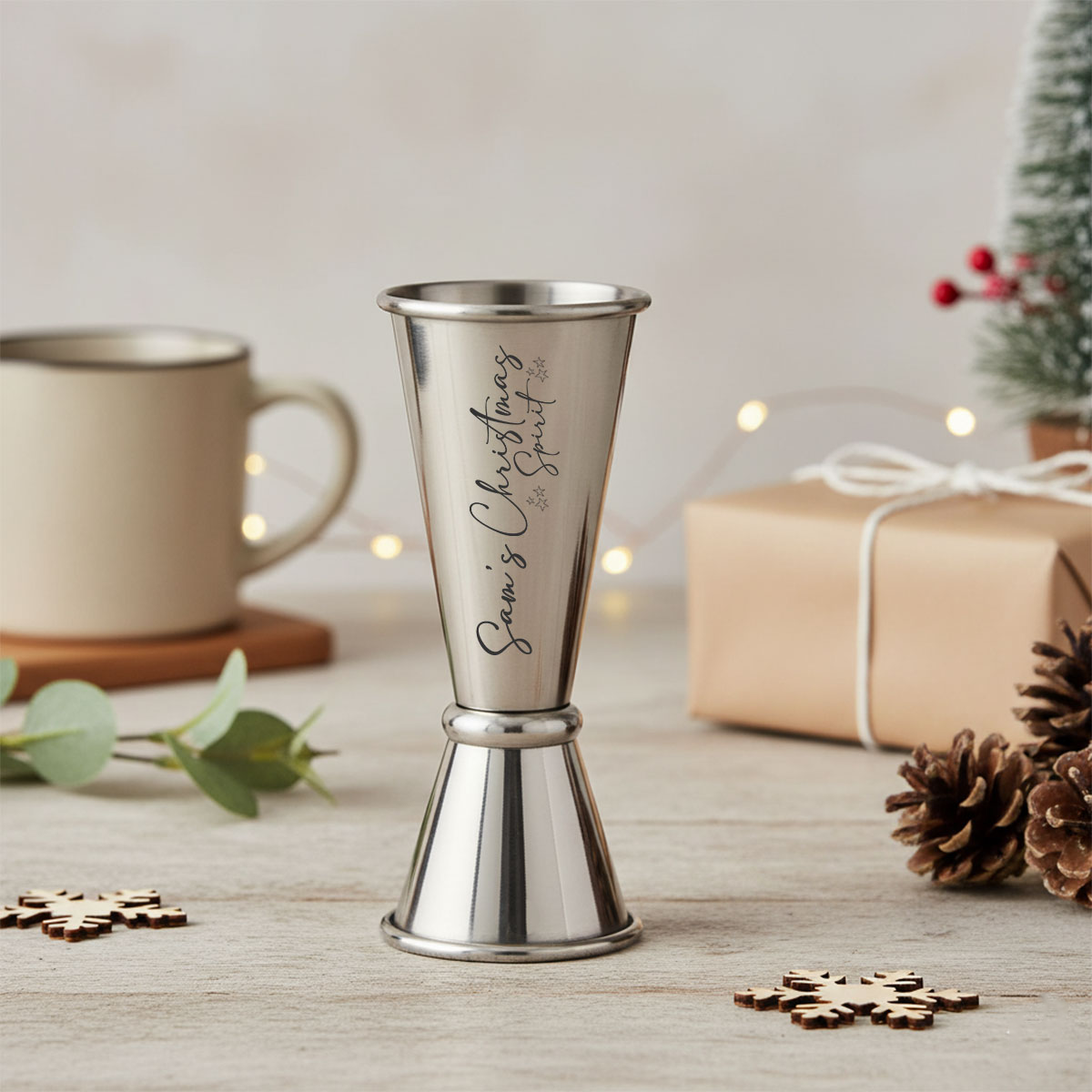 Christmas Spirit Stainless Steel Jigger Silver