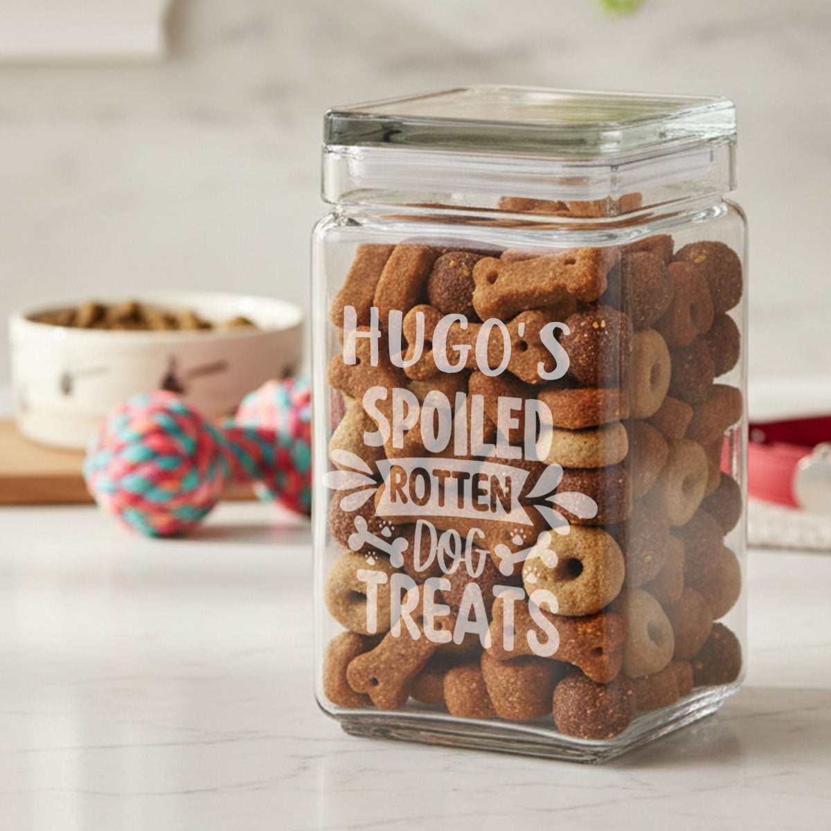 Personalised Glass Storage Jar – Airtight Biscuit, Sweet &amp;amp; Treat Jar (1L / 1.5L)