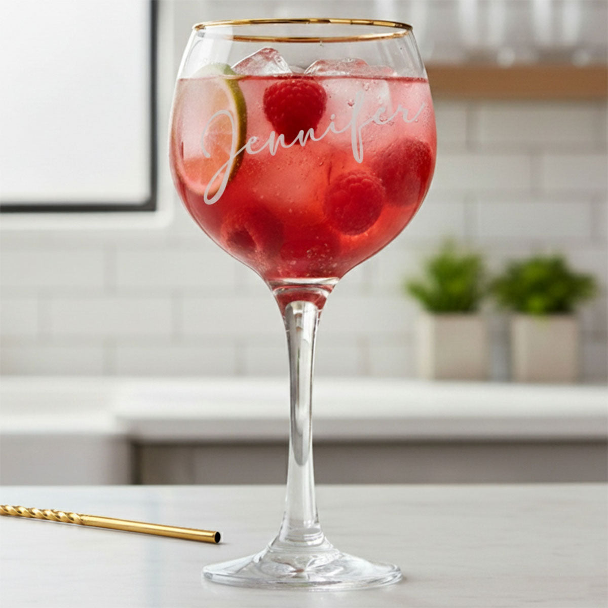 Gold Rimmed Balloon Gin Glass 56cl