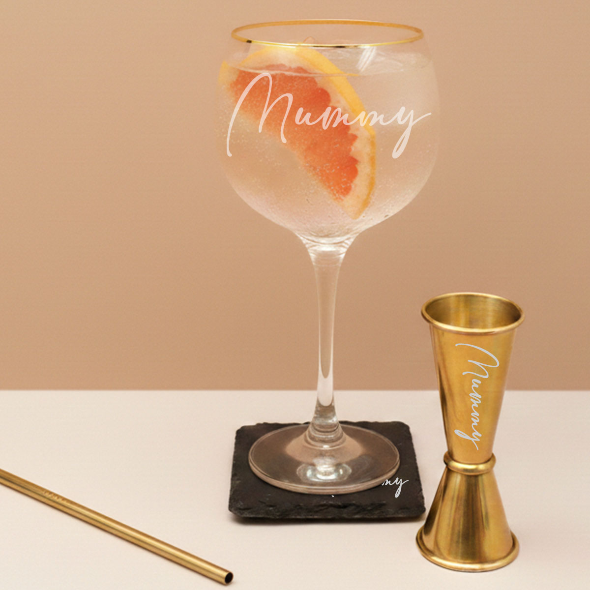 Gold Rimmed Gin Balloon Glass Gift Set