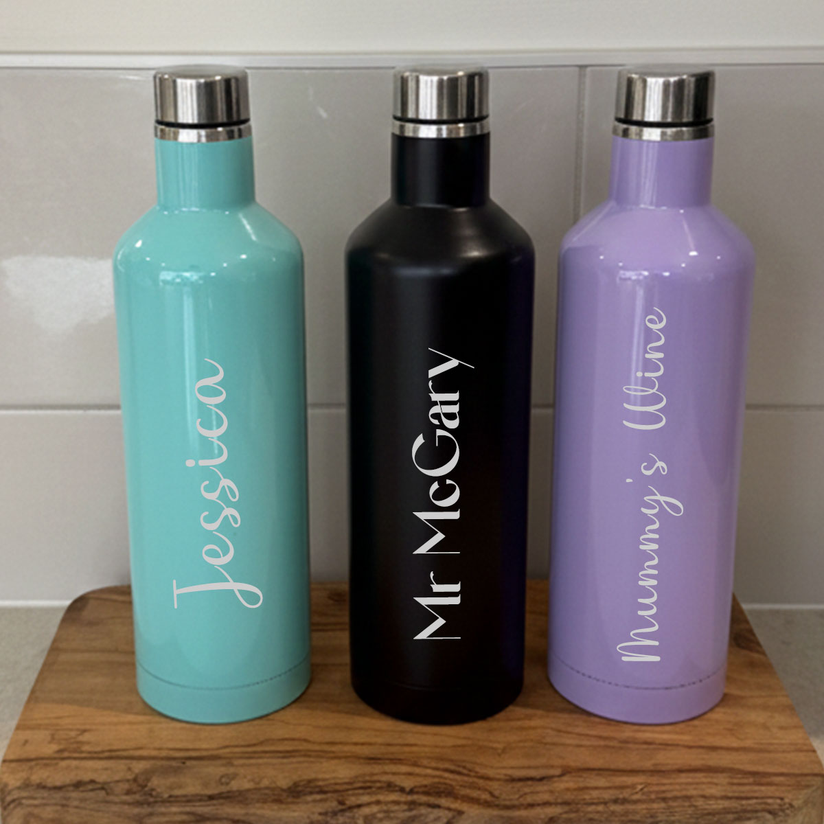 Stainless Steel Wine Bottle Style Flask - Screw Top 500ml