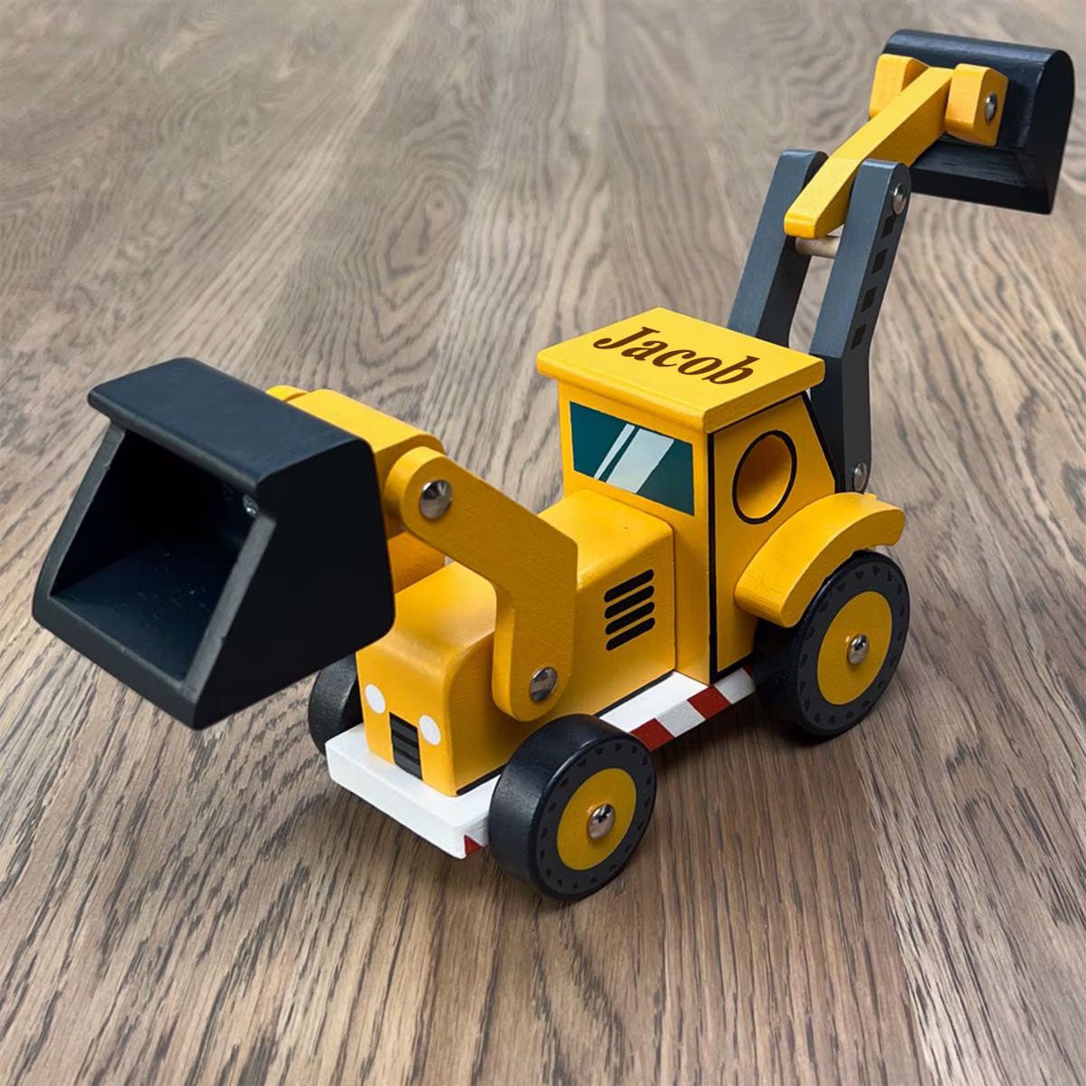 Personalised Wooden Digger - Movable Parts - Construction Toy