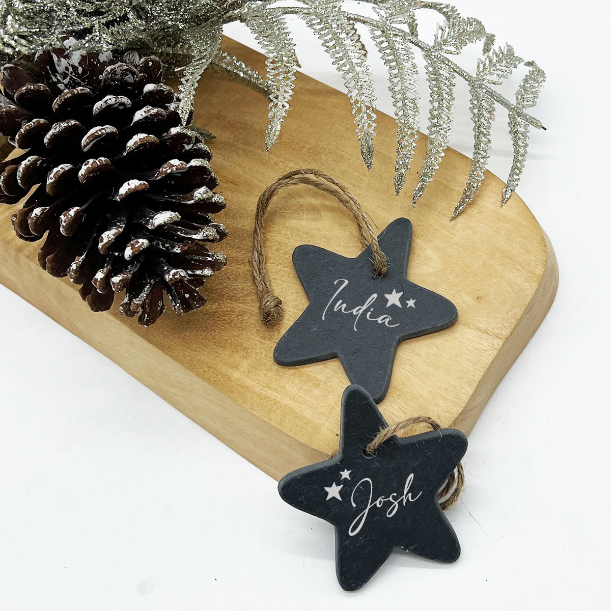 Natural Slate Hanging Star Decoration Bauble