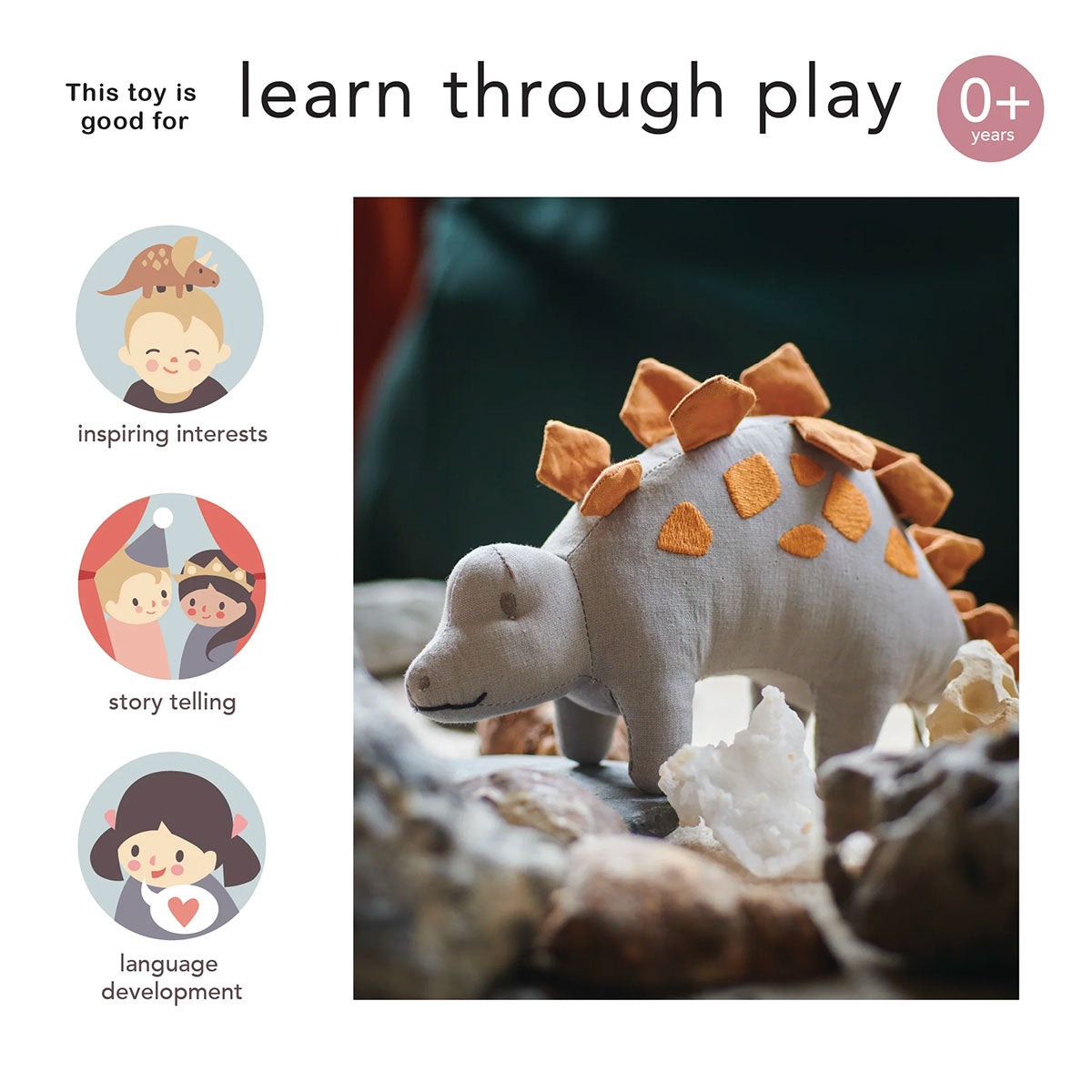 Linen Dinosaur Keepsake Soft Toy