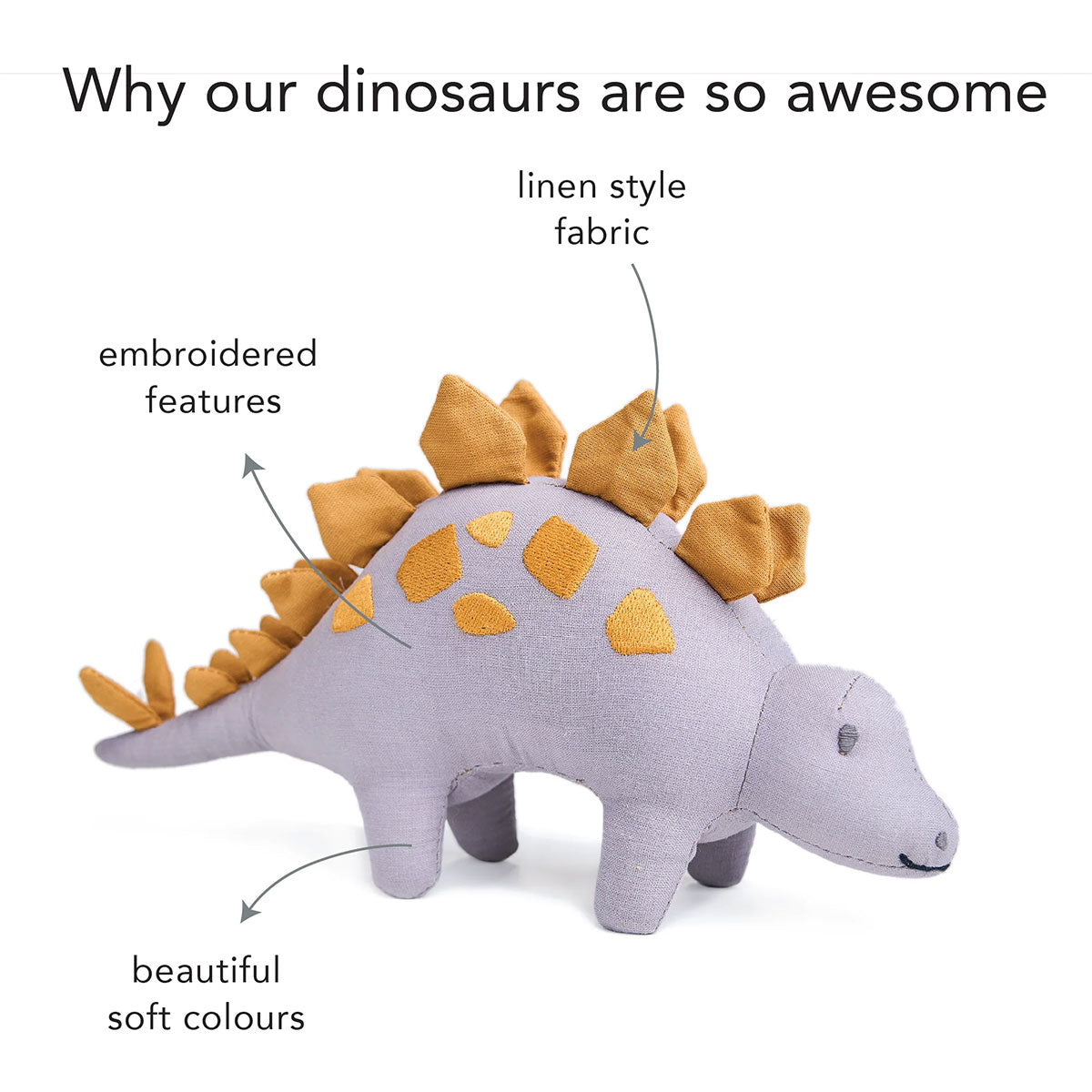 Linen Dinosaur Keepsake Soft Toy