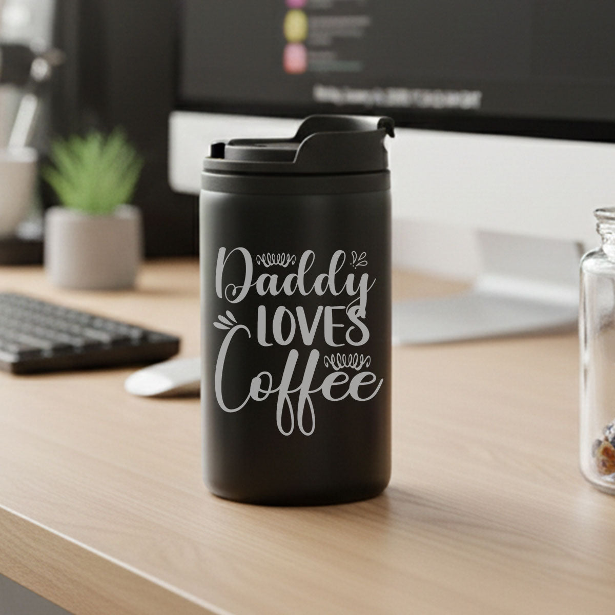 Personalised 300ml Thermos Cup – Engraved Stainless Steel Travel Mug with Screw Lid