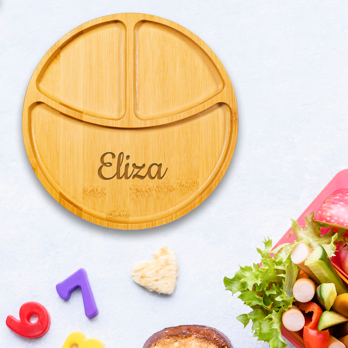 Personalised Bamboo Section Plate For Kids Gift | Bamboo Plate