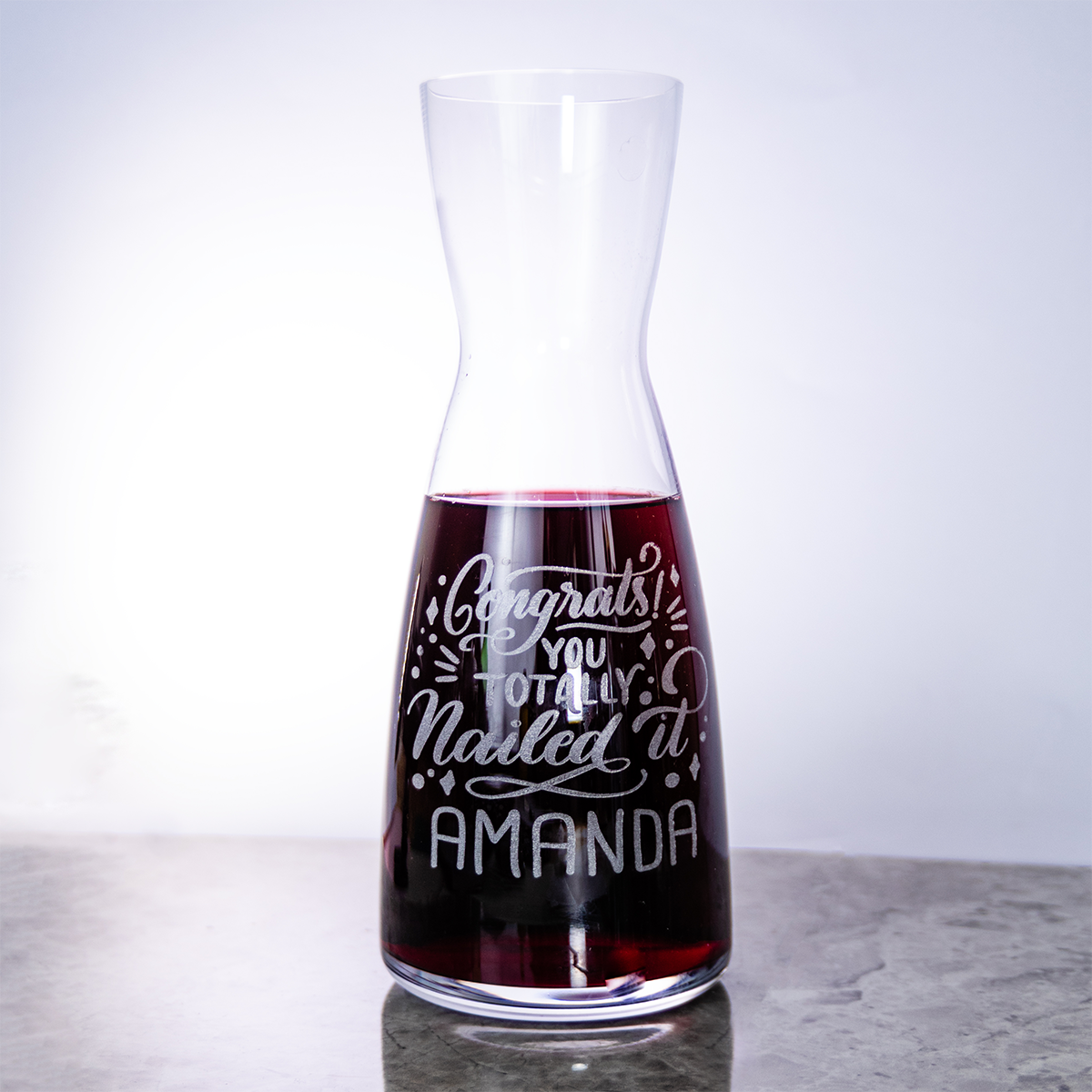Engraved Personalised Contemporary Wine Carafe 1 Litre | Carafe 