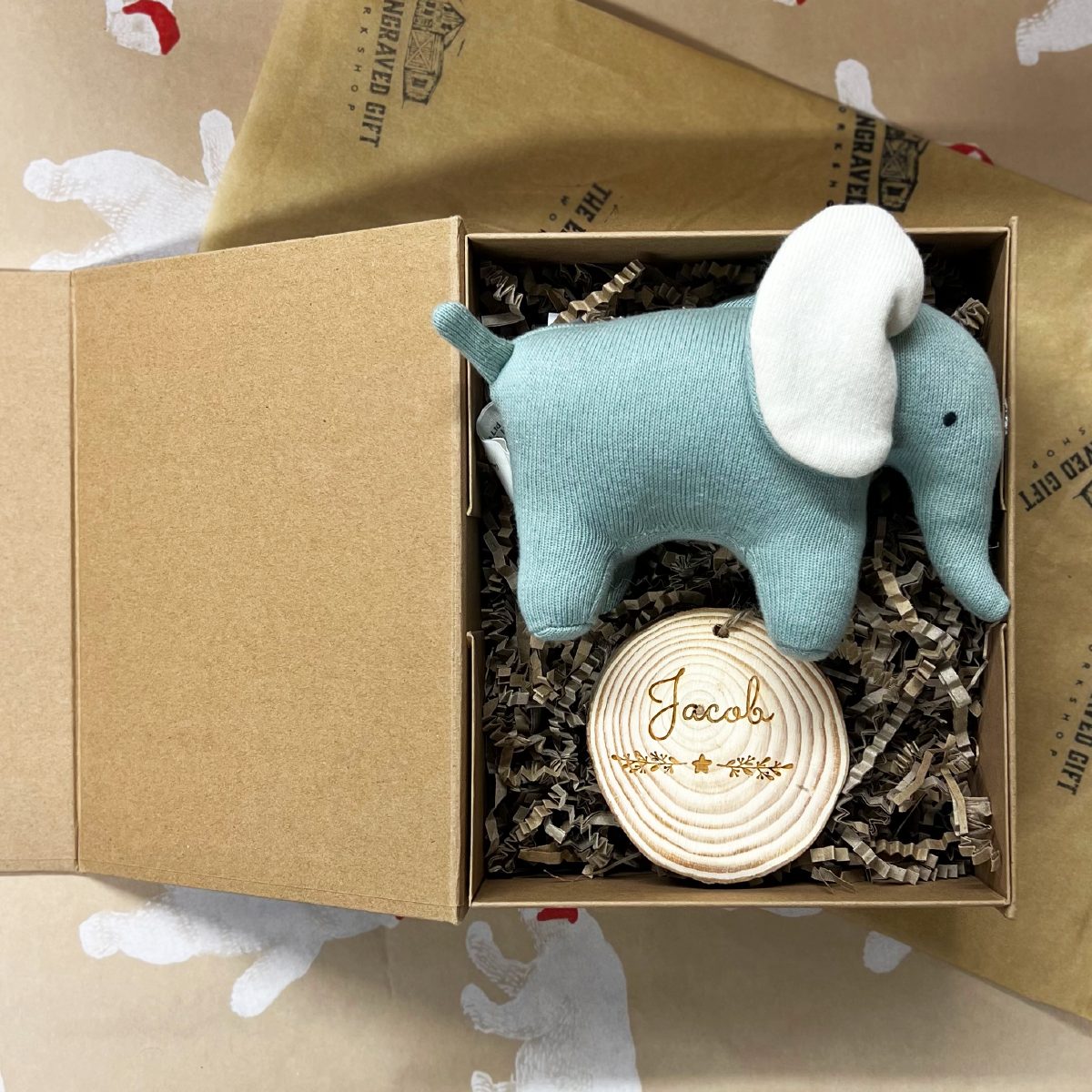 Personalised Knitted Elephant Soft Toy Gift Box | Toys