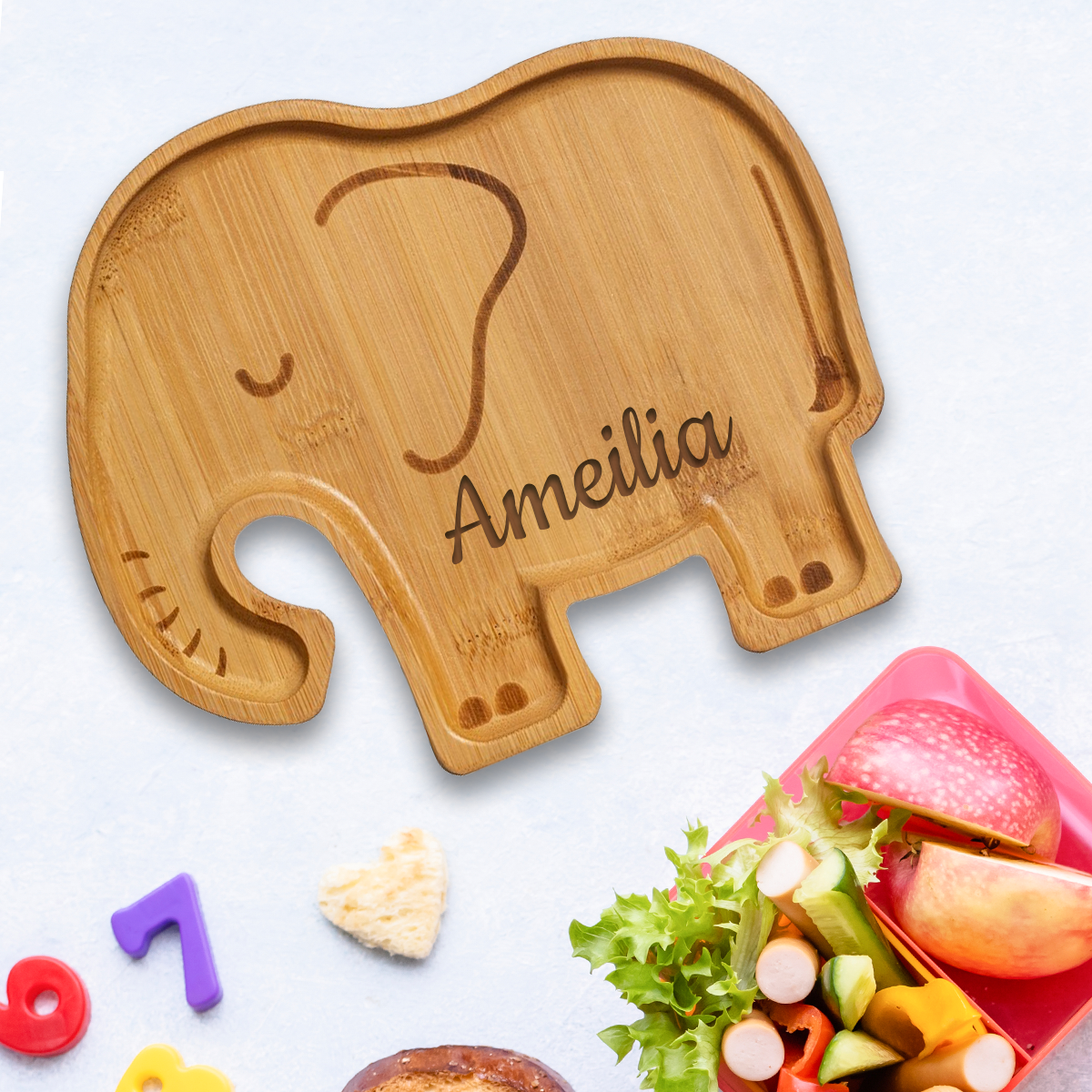 Personalised Elephant Bamboo Plate Kids Gift | Bamboo Plate