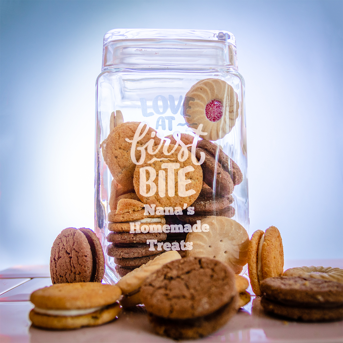 Engraved Personalised Lidded Glass Storage Jar | Storage Jar 