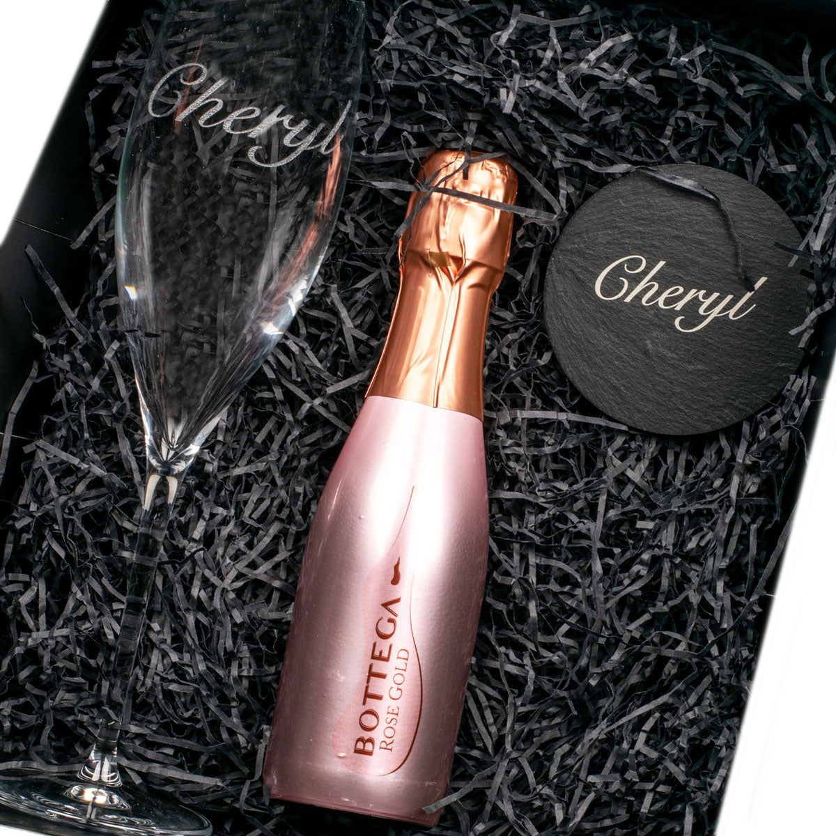 Personalised Crystal Champagne Prosecco Bottega Glass Gift Set