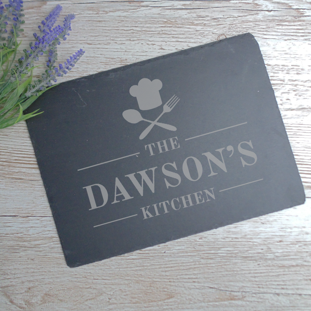 Personalised Natural Slate Board – Engraved Cheese & Serving Board
