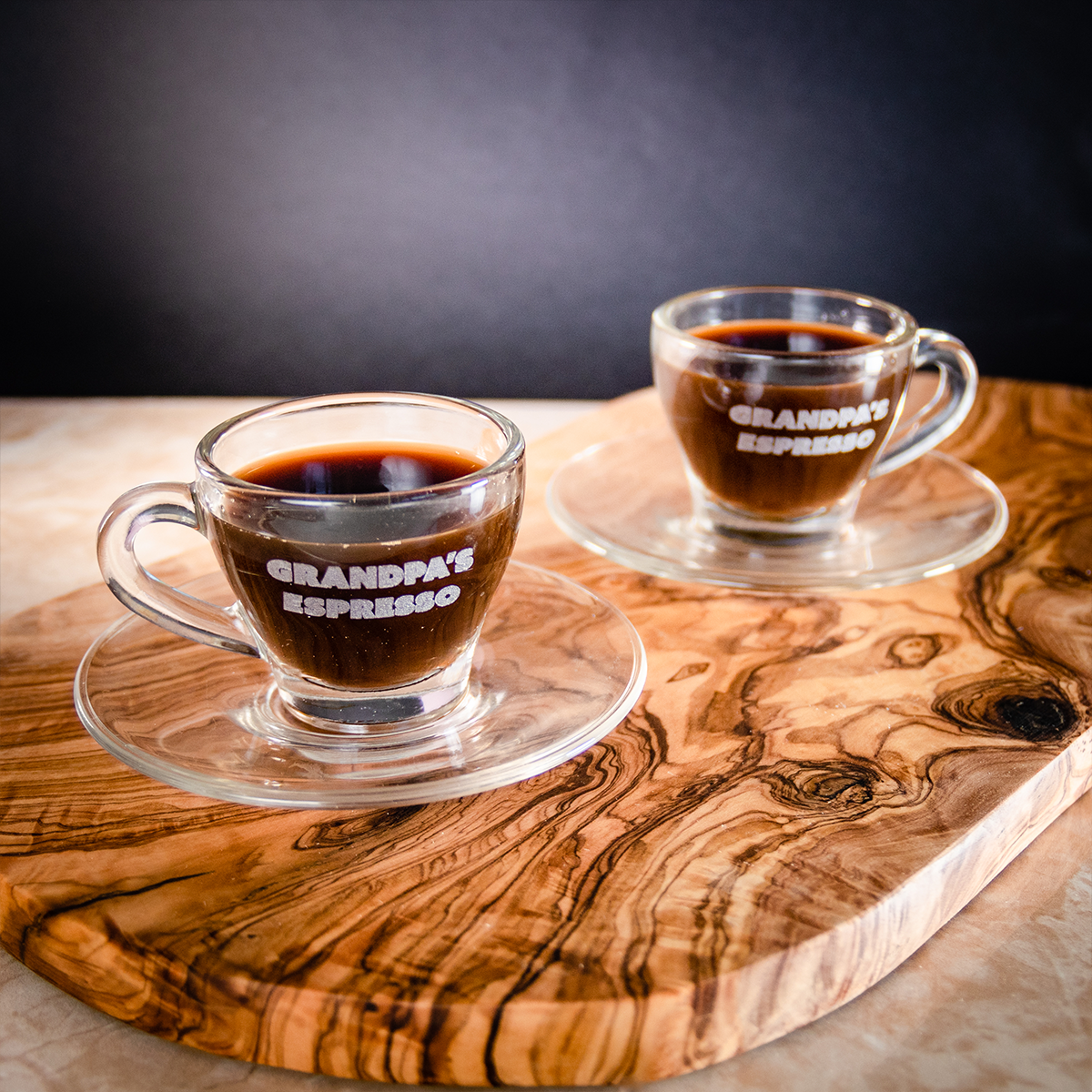 Set of 2 Elegant Espresso Glass Cup Saucer 8cl The Engraved
