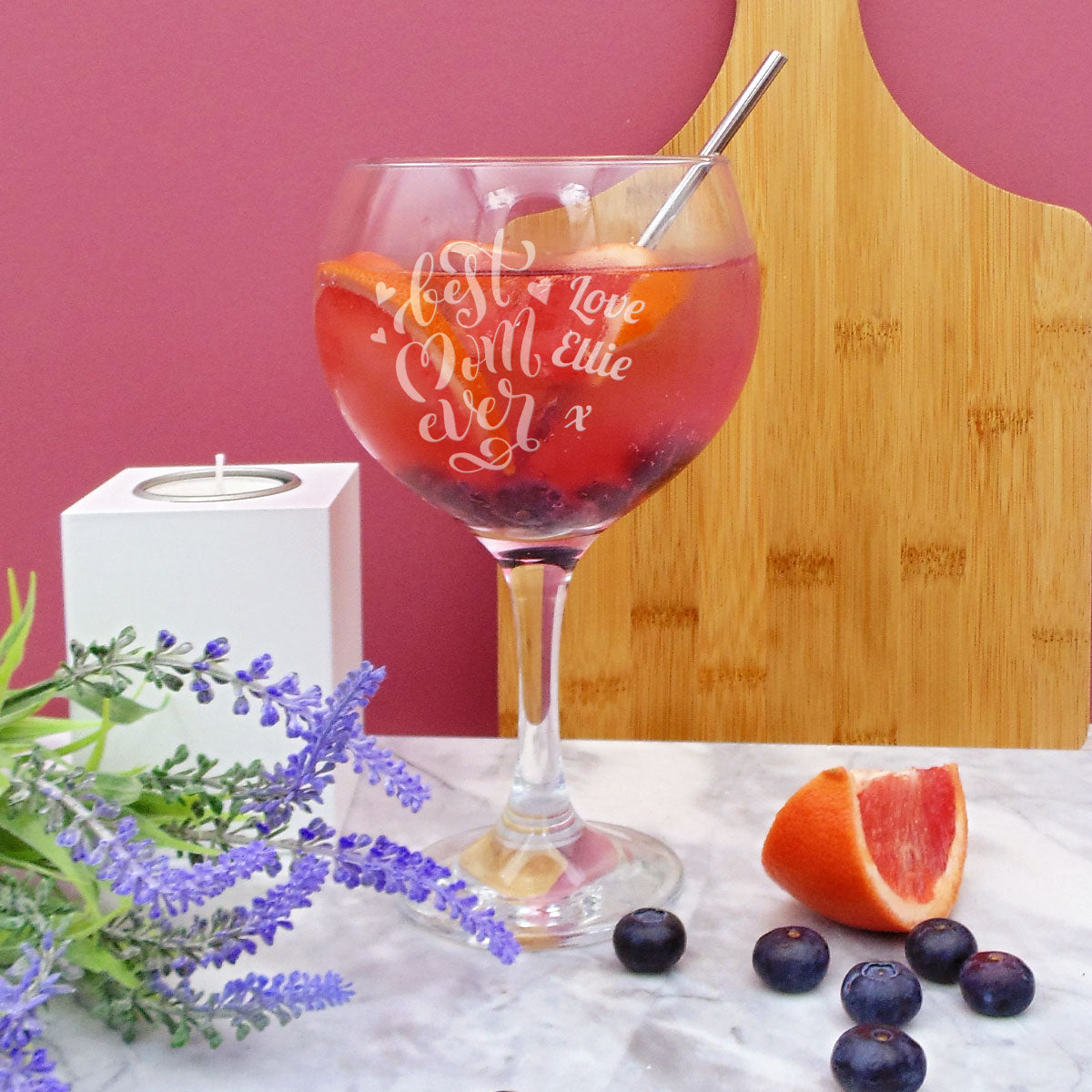 Personalised Best Mum Ever Mother&#39;S Day Balloon Gin Glass Gift Box Engraved | Gin And Tonic Glass 