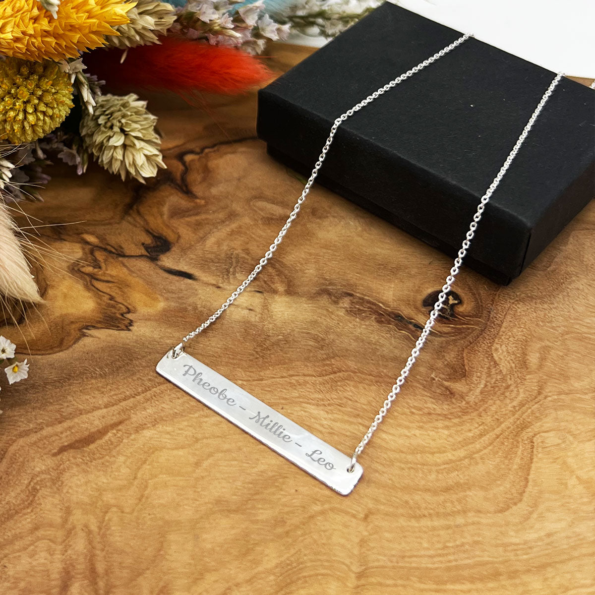 Sterling Silver Bar Necklace The Engraved Gift Workshop