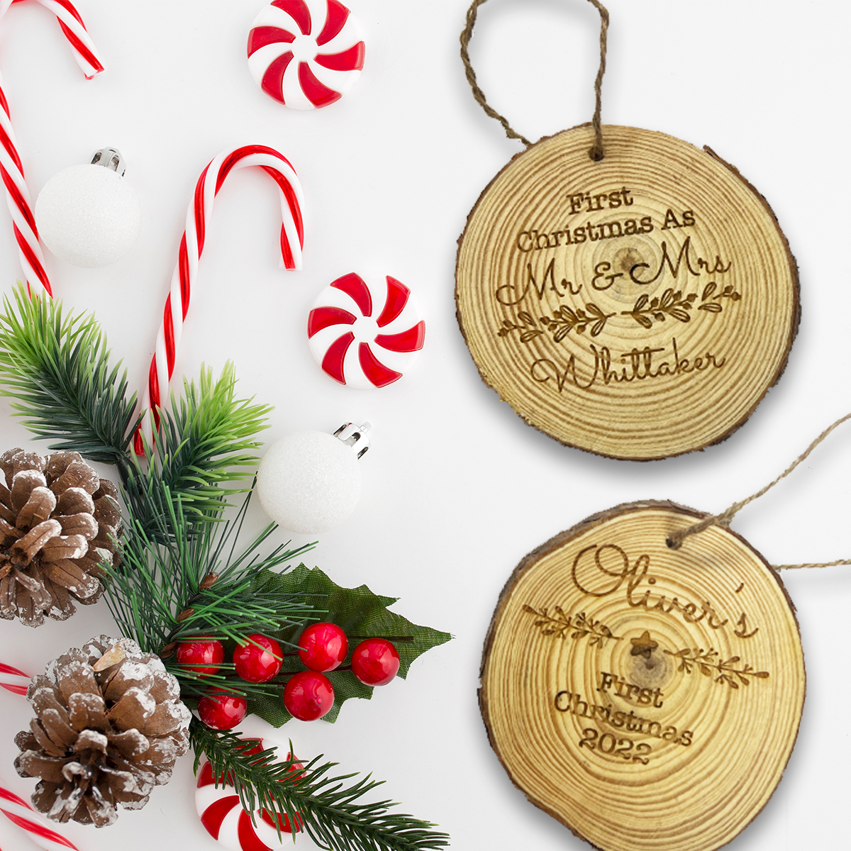 Personalised Wooden Bauble Engraved Christmas Decoration Personalise | Christmas Bauble
